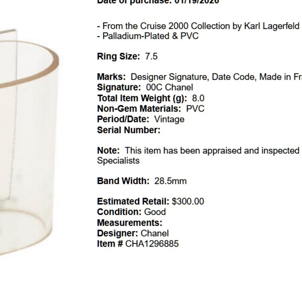 Authentic CHANEL Transparent Ring Year 2000 size 7 7.25 - Picture 6 of 12